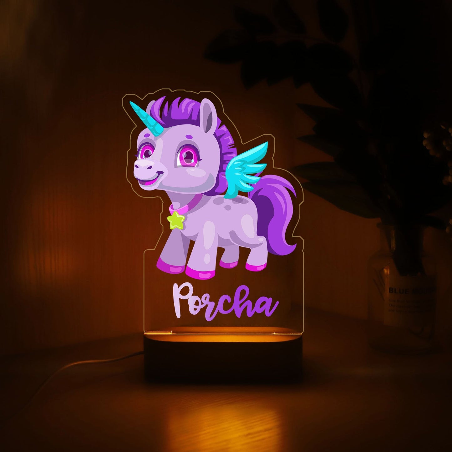 Personalized Bedroom Boys Girls Animal Mood Lighting Poppy Unicorn