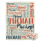 Personalized Cute Name Word Art Multi Colors Fleece Blanket