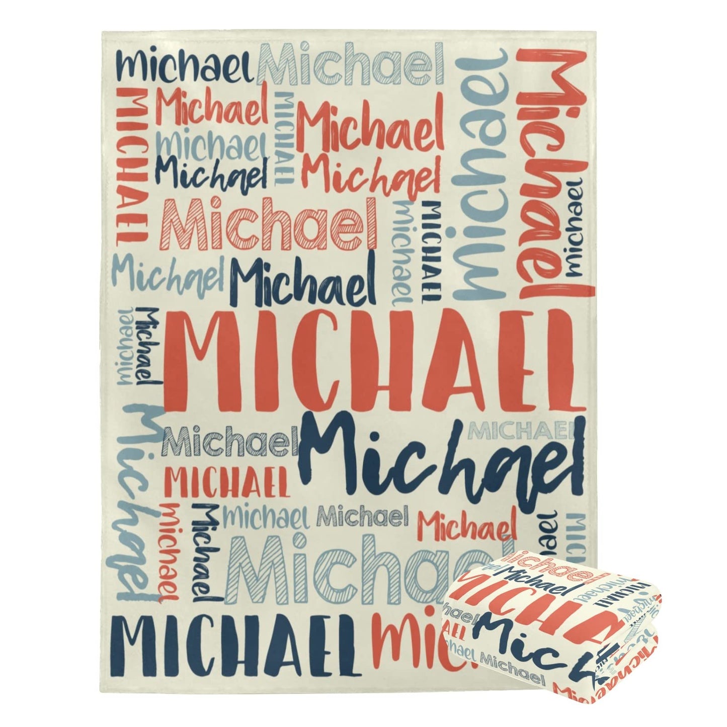 Personalized Cute Name Word Art Multi Colors Fleece Blanket