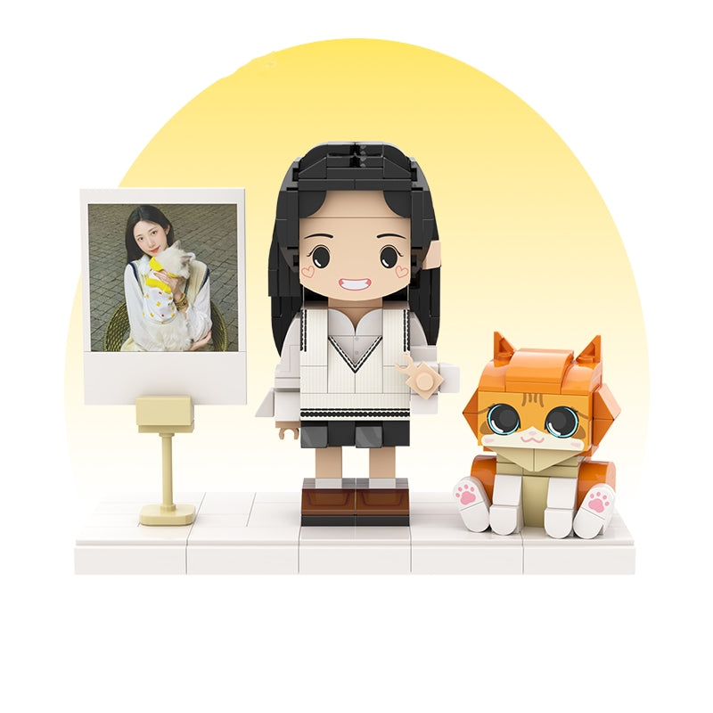 Customized Single Standing Figure and Pet Building Block Figure: Orange Cat