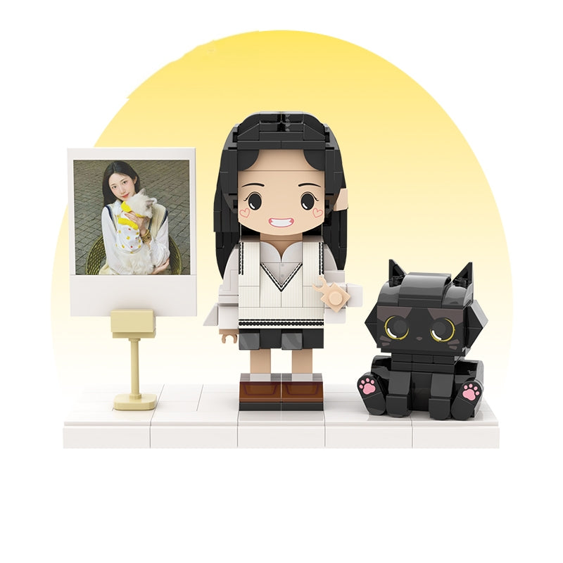 Customized Single Standing Figure and Pet Building Block Figure: Black Cat
