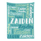 Personalized Cute Name Word Art Multi Colors Fleece Blanket