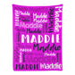 Personalized Cute Name Word Art Multi Colors Fleece Blanket
