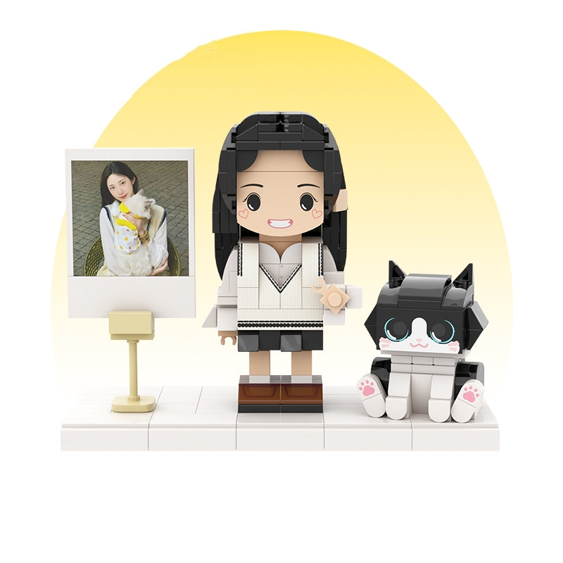 Customized Single Standing Figure and Pet Building Block Figure: Cow Cat