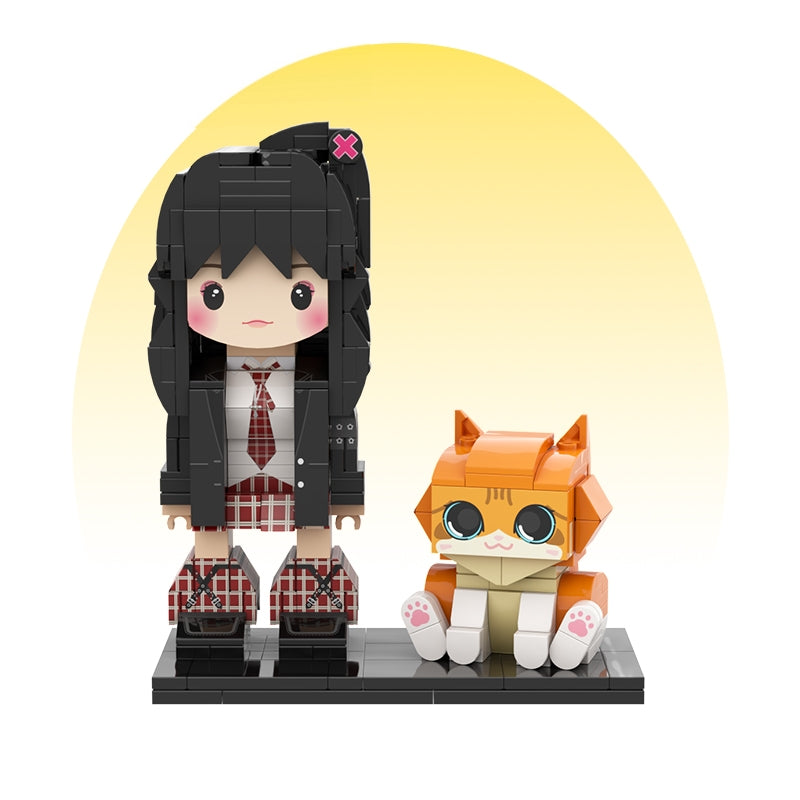 Customized Single Standing Figure and Pet Building Block Figure: Orange Cat