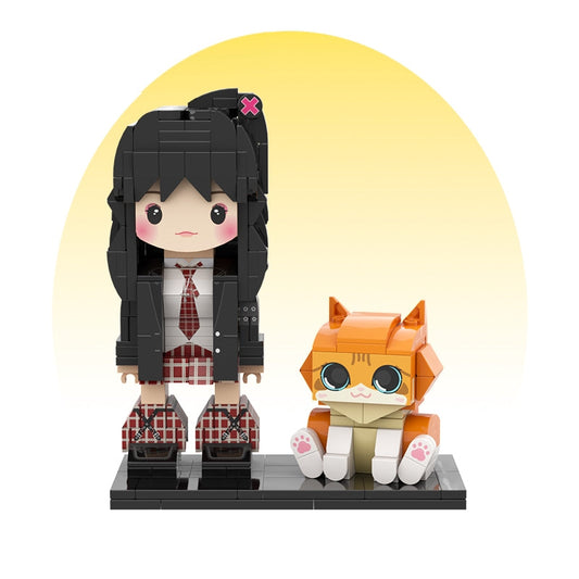 Customized Single Standing Figure and Pet Building Block Figure: Orange Cat