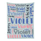 Personalized Cute Name Word Art Multi Colors Fleece Blanket