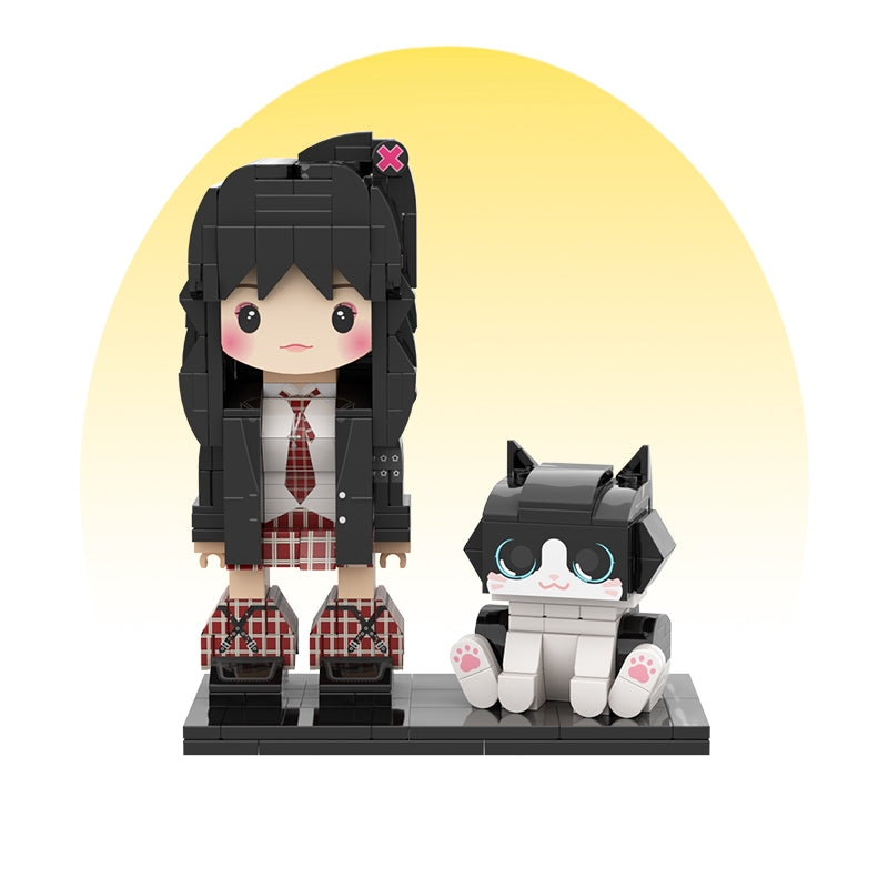 Customized Single Standing Figure and Pet Building Block Figure: Cow Cat
