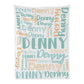Personalized Cute Name Word Art Multi Colors Fleece Blanket
