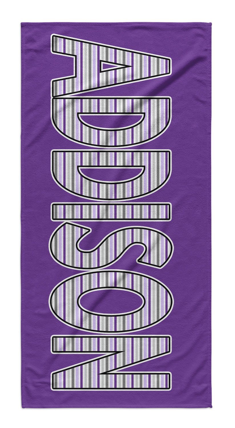 Personalized Beach Towel Striped Letters