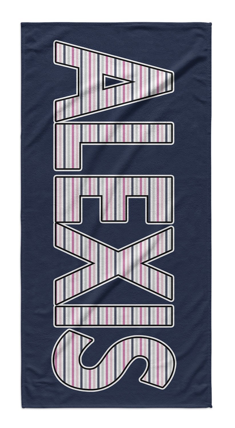 Personalized Beach Towel Striped Letters