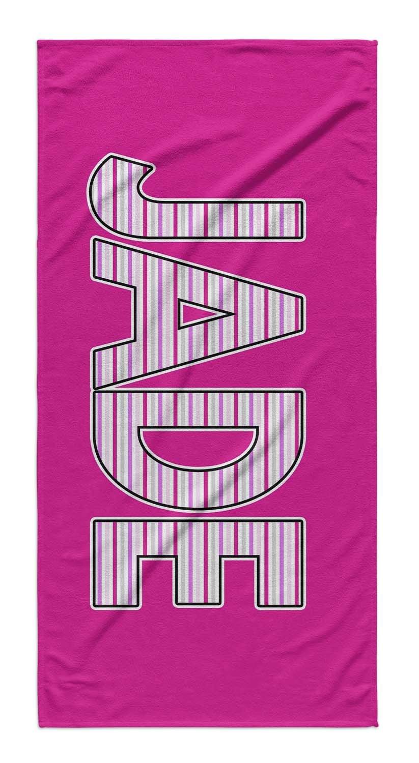 Personalized Beach Towel Striped Letters