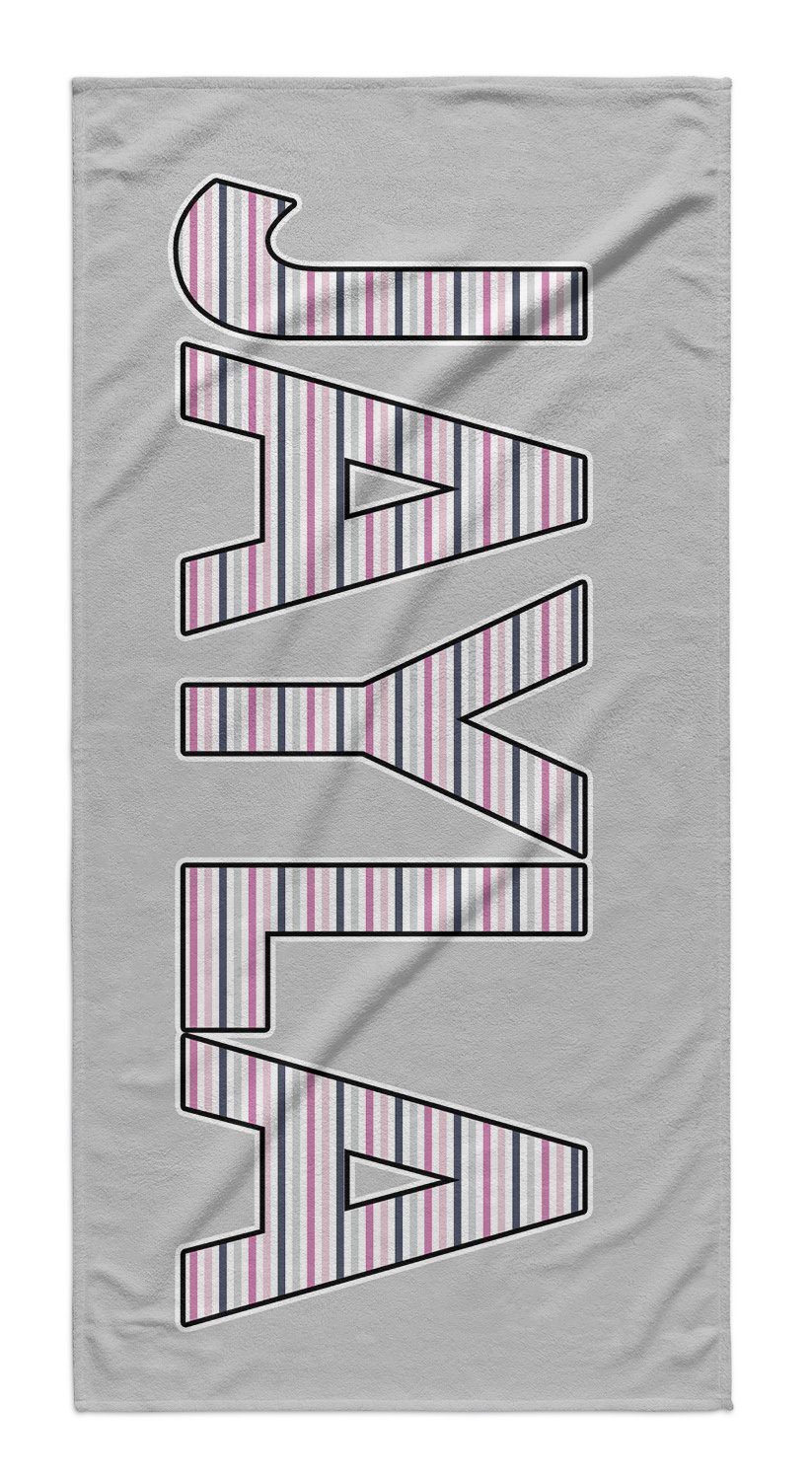Personalized Beach Towel Striped Letters
