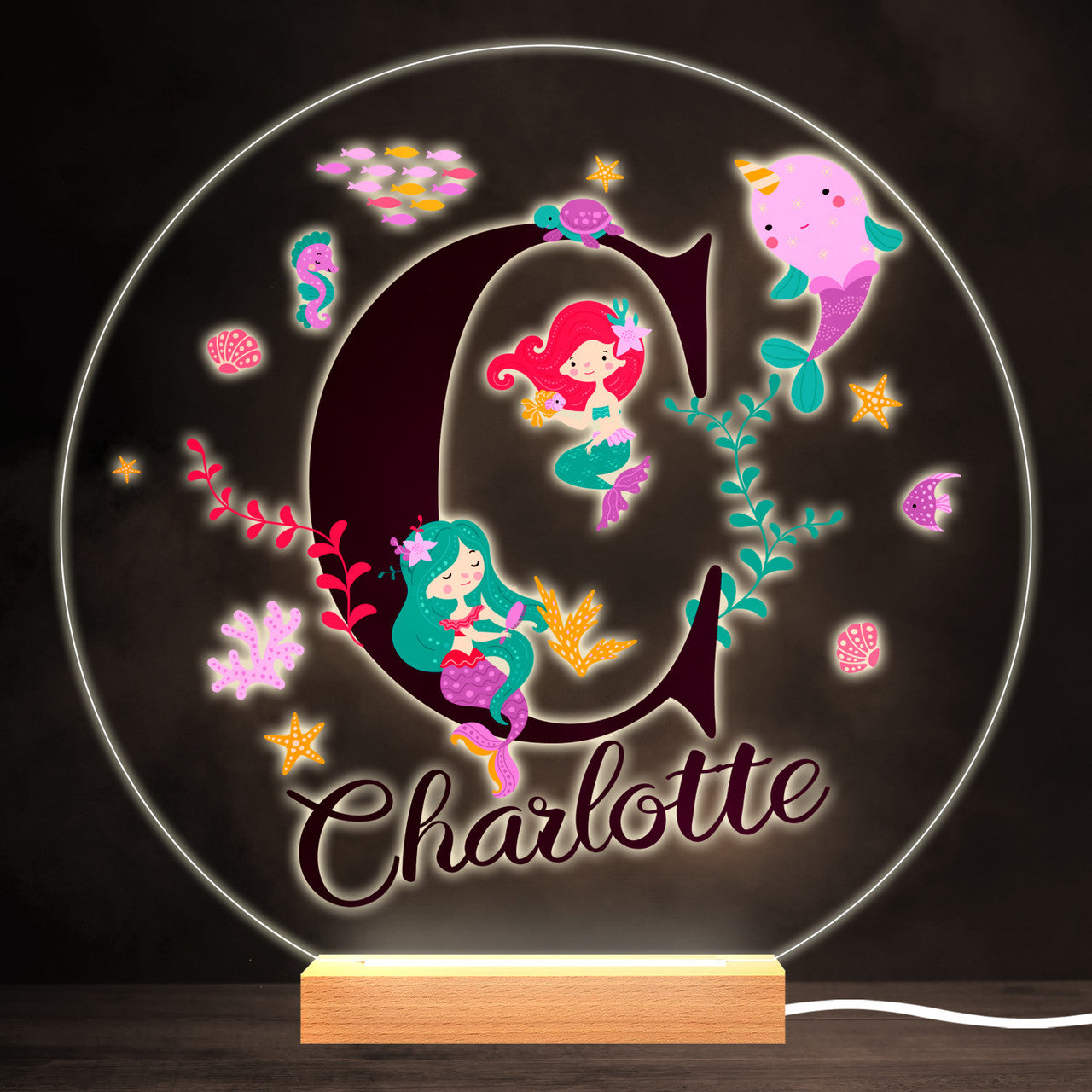 Personalized Bedroom Boys Girls Animal Mood Lighting Mermaid