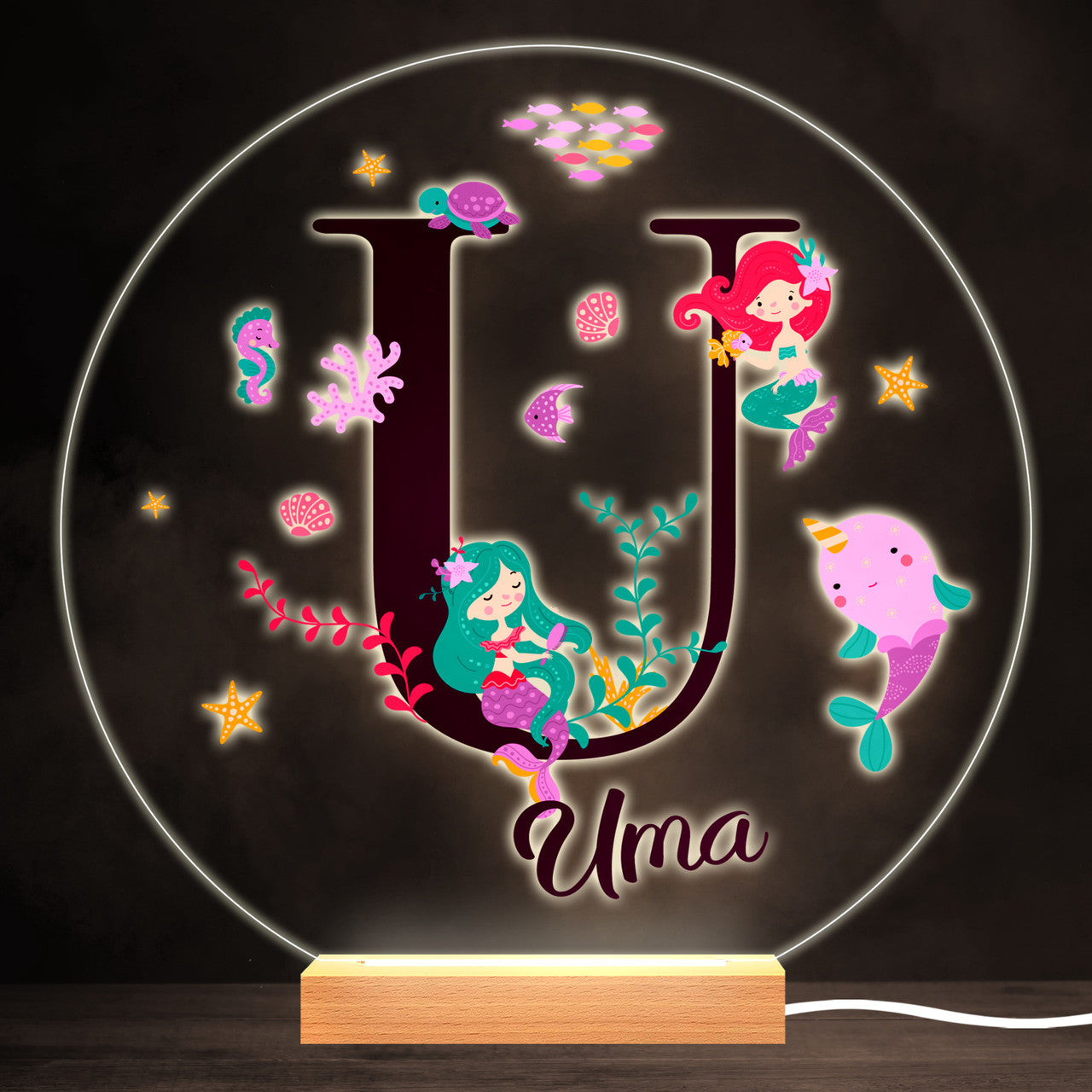 Personalized Bedroom Boys Girls Animal Mood Lighting Mermaid