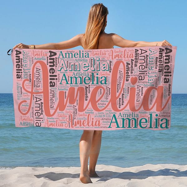 Personalized Microfiber Bath Beach Towel Name Word-art