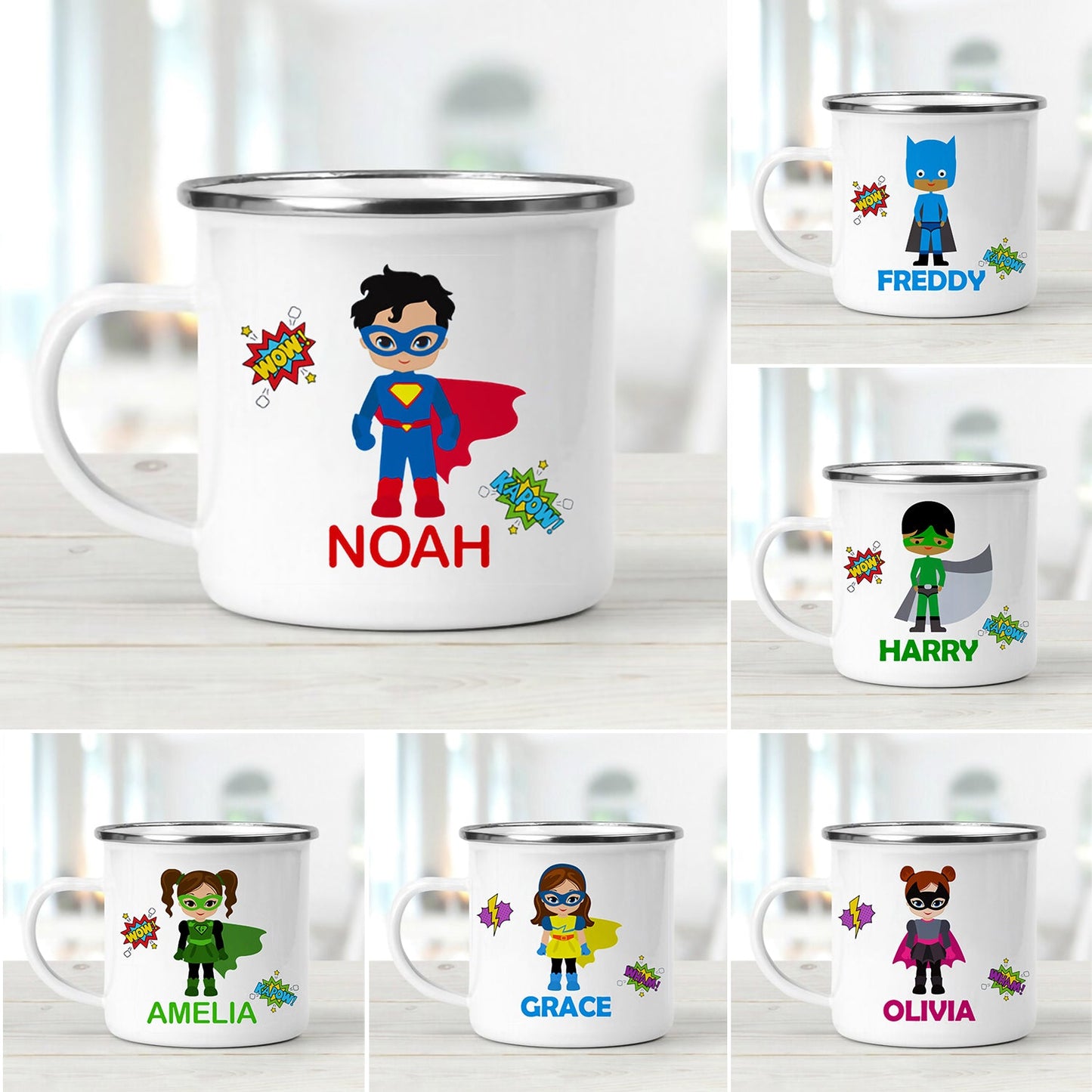 Personalized Super Hero Enamel Mug