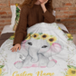 Personalized Sunflower Newborn Baby Girl Children Name Fleece Blanket | 110122