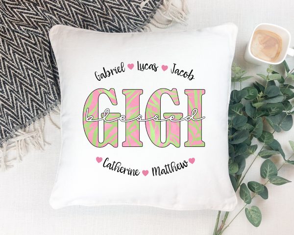 Personalized Blessed Mom Grandma Nana Gigi Name Pillow