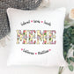 Personalized Blessed Mom Grandma Nana Name Pillow With Pink Flower