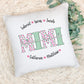 Personalized Blessed Mom Grandma Nana Name Pillow With Pink Green Flower