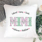 Personalized Blessed Mom Grandma Nana Name Pillow With Pink Green Flower