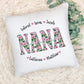 Personalized Blessed Mom Grandma Nana Gigi Name Pillow With Blossoms