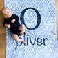 Personalized Fleece Swaddle Bedding Blanket Blue