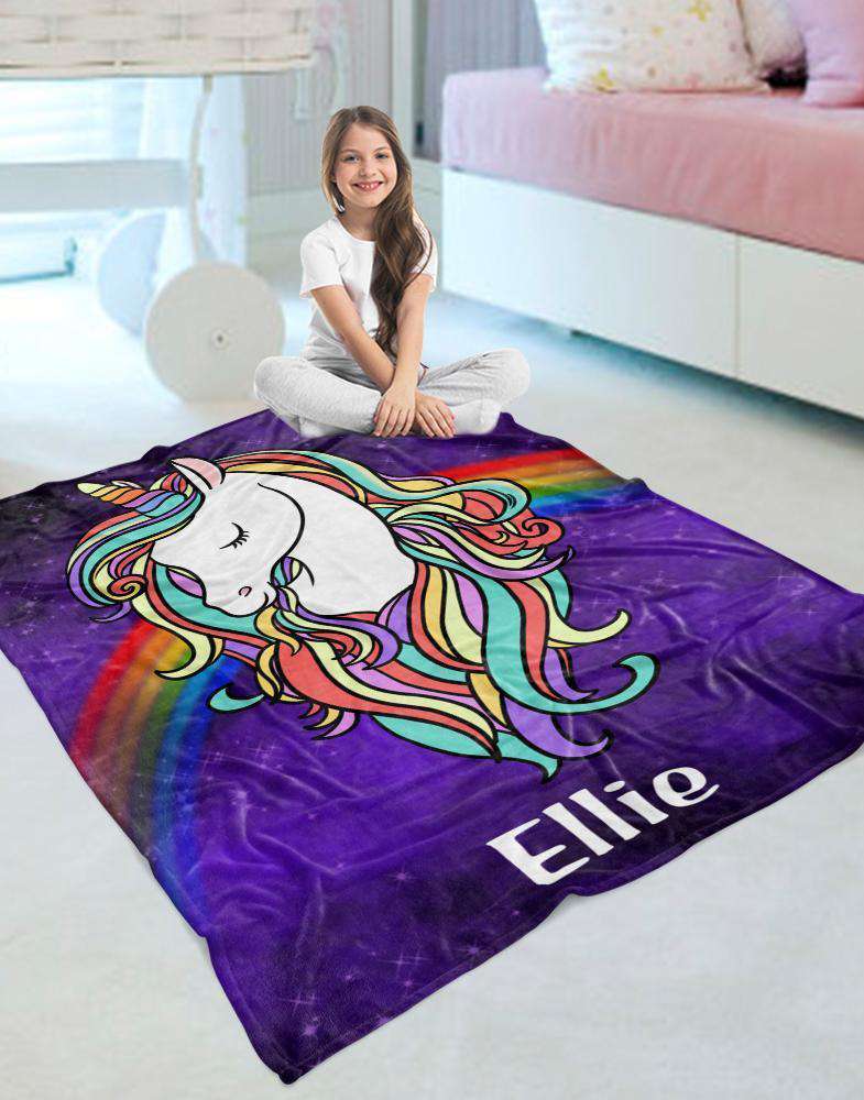 Personalized Magical Unicorn Fleece Blanket 02