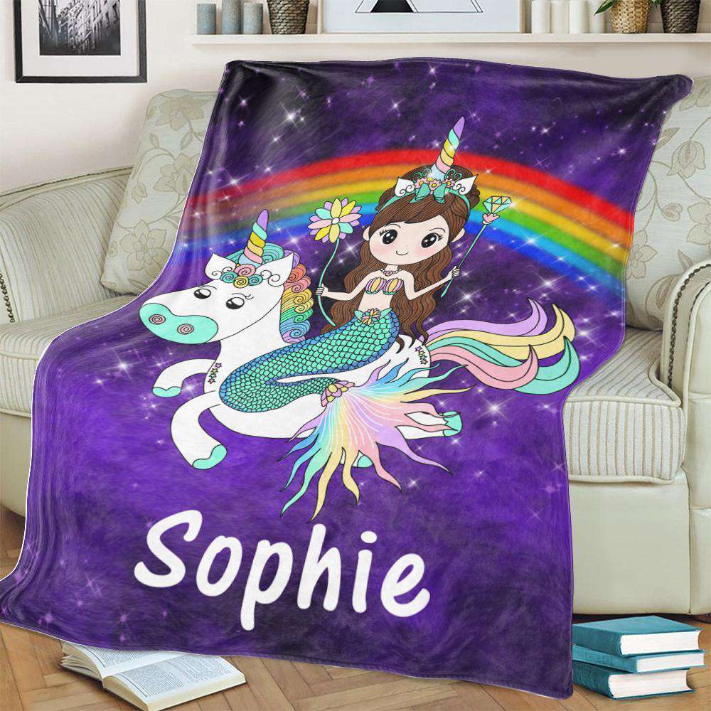 Personalized Magical Unicorn Fleece Blanket 04
