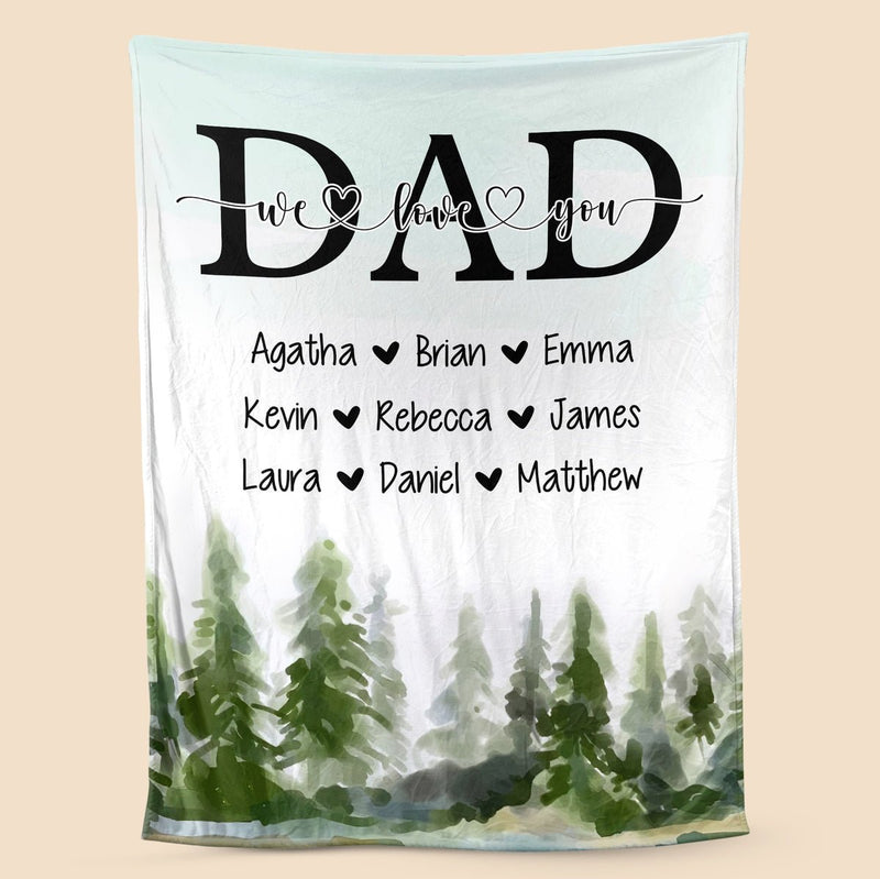 Personalized  Fathers Day Blanket Forest Water Color