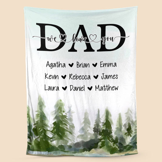 Personalized  Fathers Day Blanket Forest Water Color