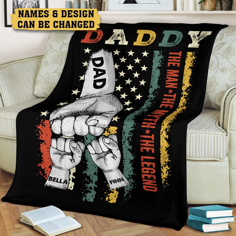 Personalized  Fathers Day Blanket Daddy Hand Bumps