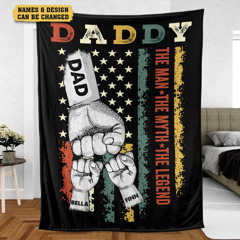 Personalized  Fathers Day Blanket Daddy Hand Bumps
