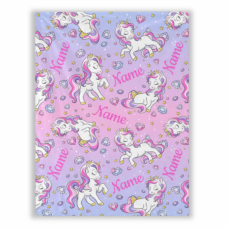Custom Magical Unicorn With Name Blankets Crystal