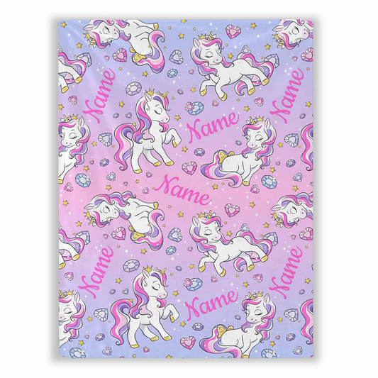 Custom Magical Unicorn With Name Blankets Crystal