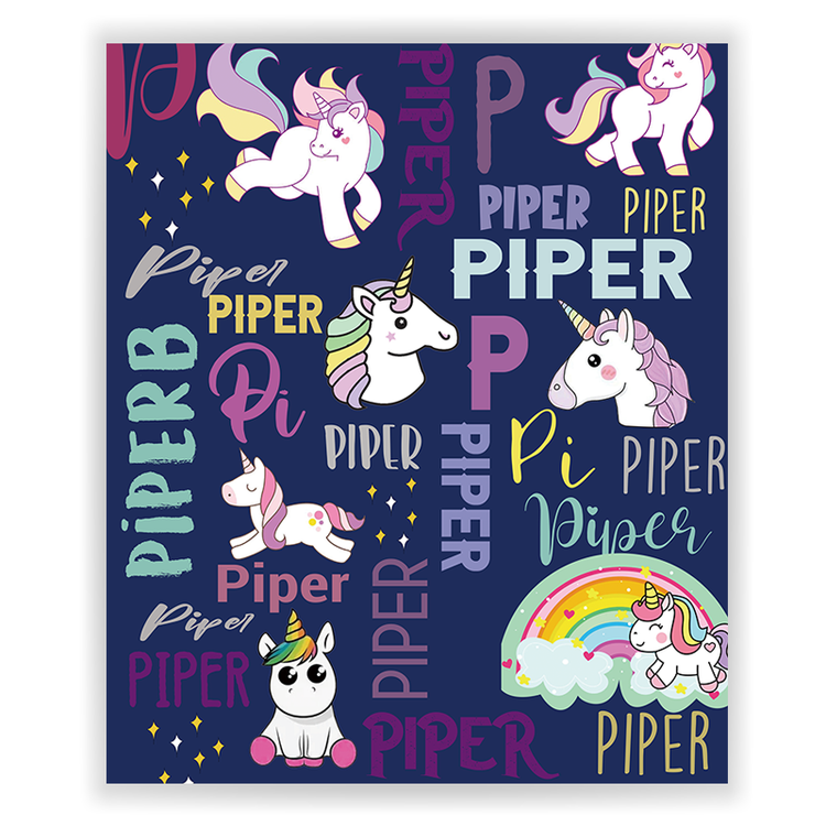 Custom Multi Unicorns Name Blankets With Initial