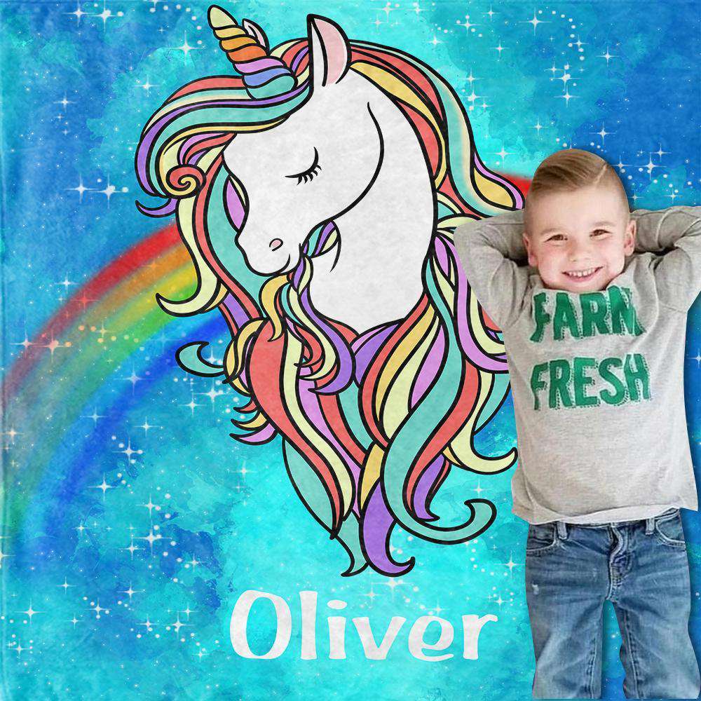 Personalized Magical Unicorn Fleece Blanket 02
