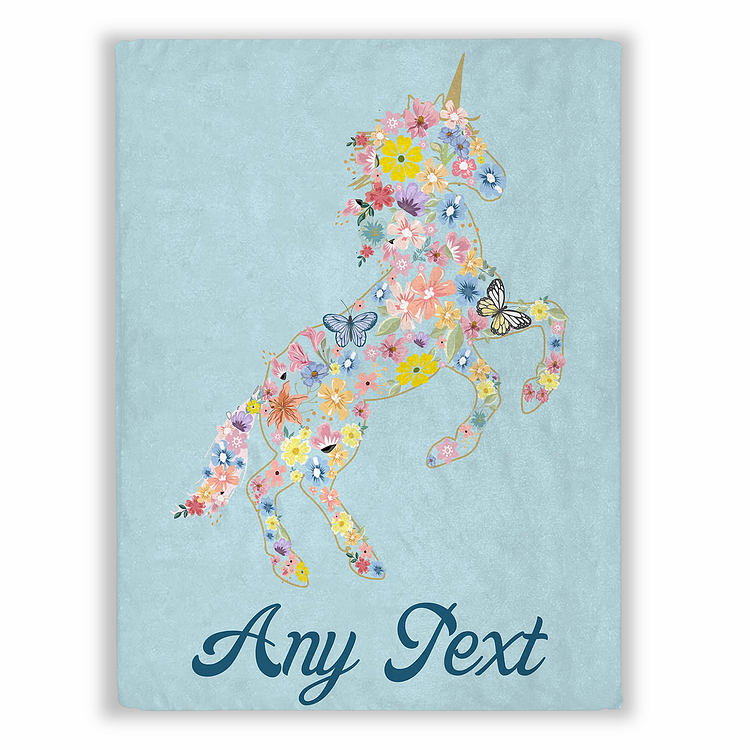 Custom Flower Unicorn With Name Blanket