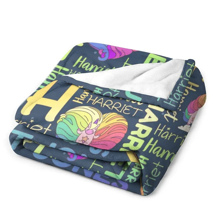 Custom Magical Unicorn Blanket With Name Art