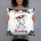 Personalized Baby Floral Red Elephant Throw Pillow