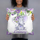 Personalized Baby Floral Purple Elephant Throw Pillow