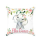 Personalized Baby Floral Pink Elephant Throw Pillow