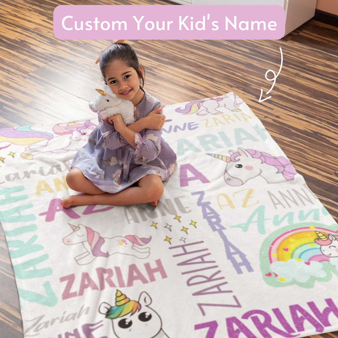 Custom Multi Unicorns Name Blankets With Initial