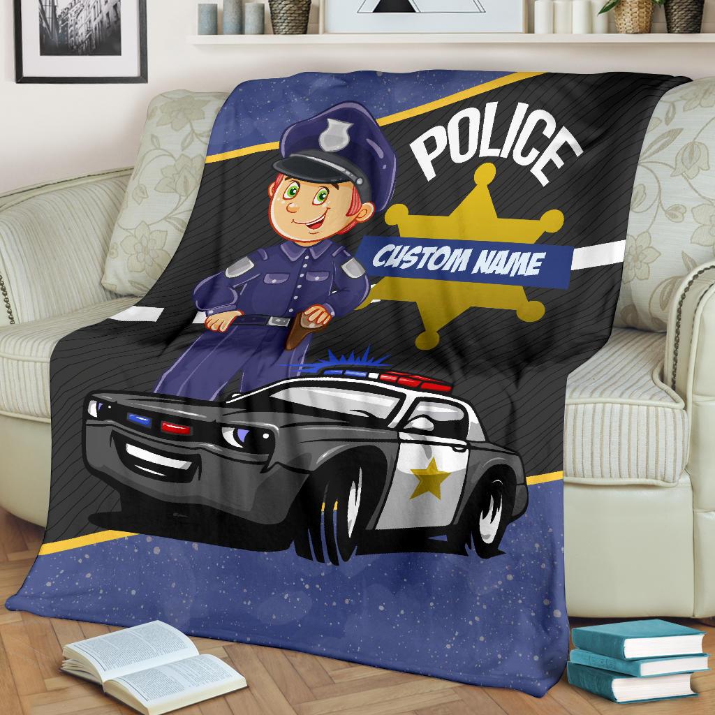 Personalized Name Fleece Police Car Blanket 112405