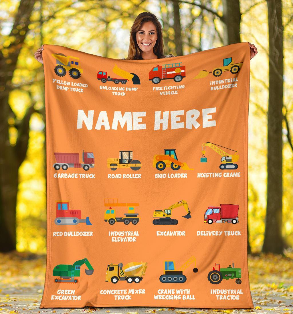Personalized Corner-Dump Truck Bulldozer Blanket Blanket |112201