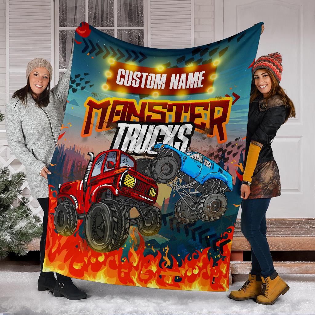 Custom Name Fleece Cartoon Blanket II02 - Truck