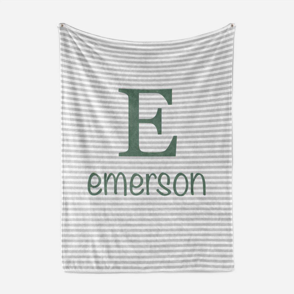 Personalized Fleece Swaddle Bedding Blanket With Initial Navy