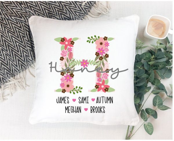 Personalized Mom Grandma Nana Pillow With Initial