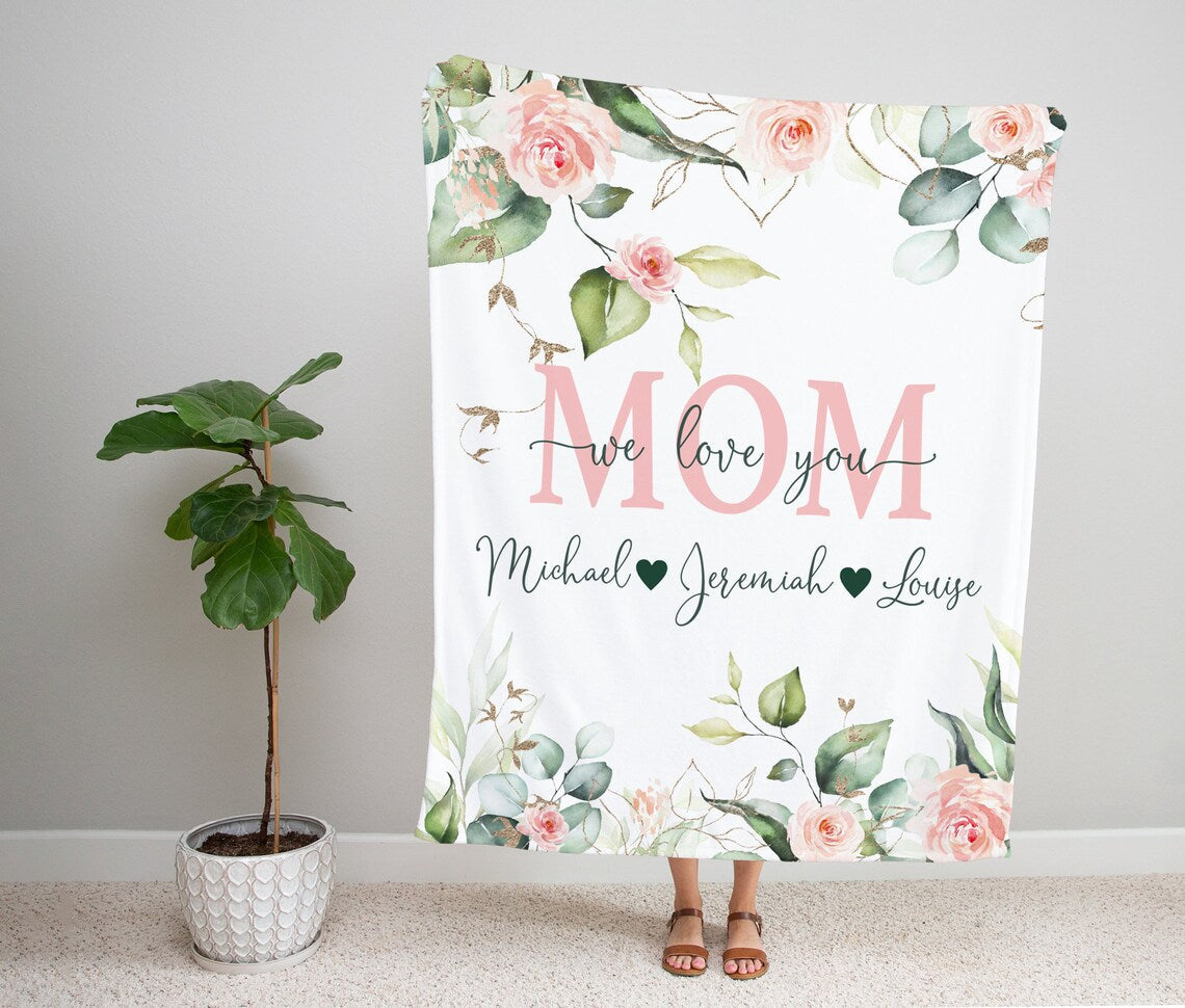 Personalized  Flora Mom/Nana/Auntie We Love You Fmaily Blanket